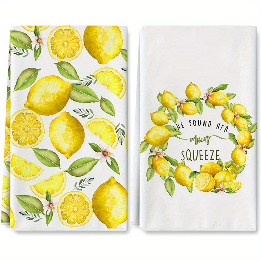 Home Cooking Is The Best - 2Pcs, Lemon Wreath Kitchen Towels, Best