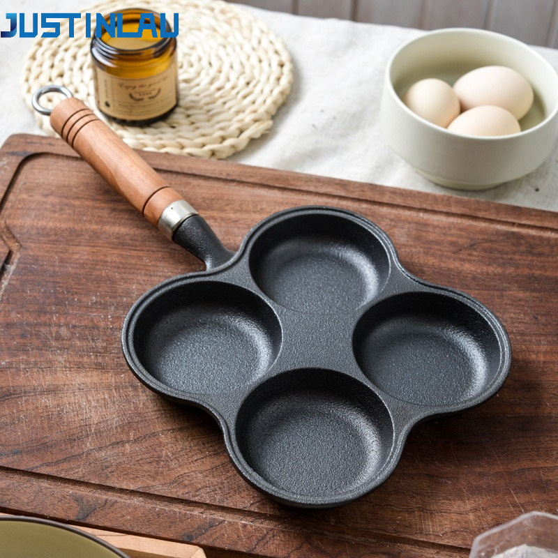 Dosa Pan Iron - JUSTINLAU 2/4-Hole Cast Iron Omelette Pot