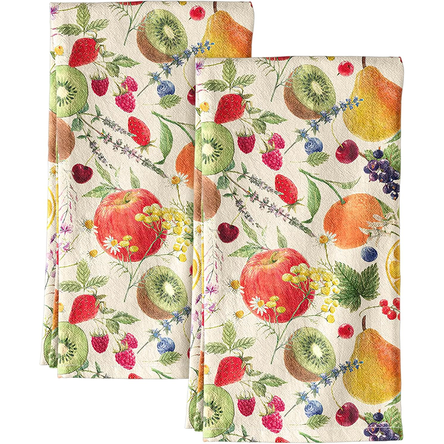 Home Cooking Is The Best - 2Pcs, Fruit Party Kitchen Towels, Best