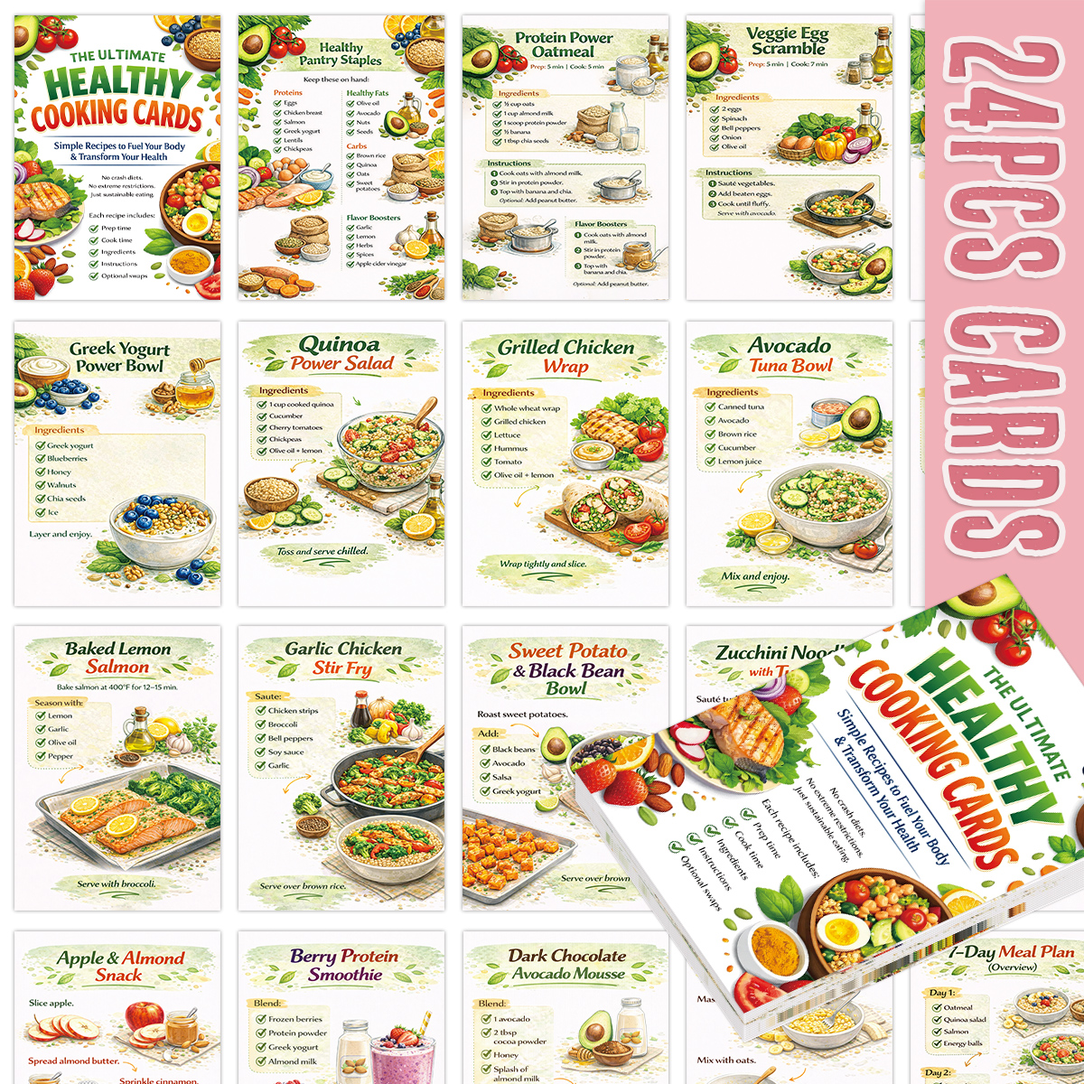 24pcs Cooking Recipe Cards Wit - مراجعة Home Cooking Recipe وسعره
