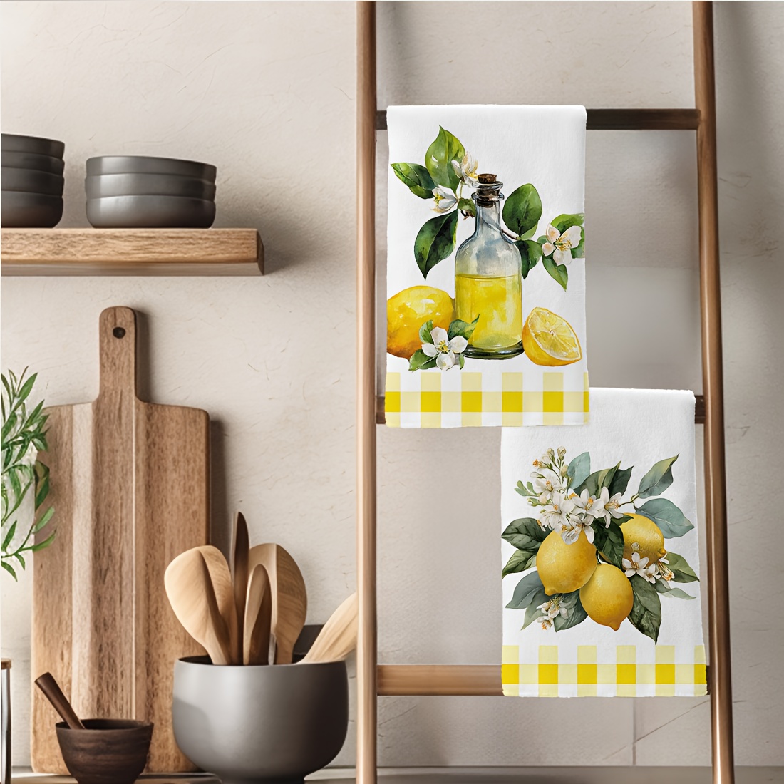 2Pcs, Lemon Floral Pattern Kit - مراجعة Home Cooking Is The Best وسعره