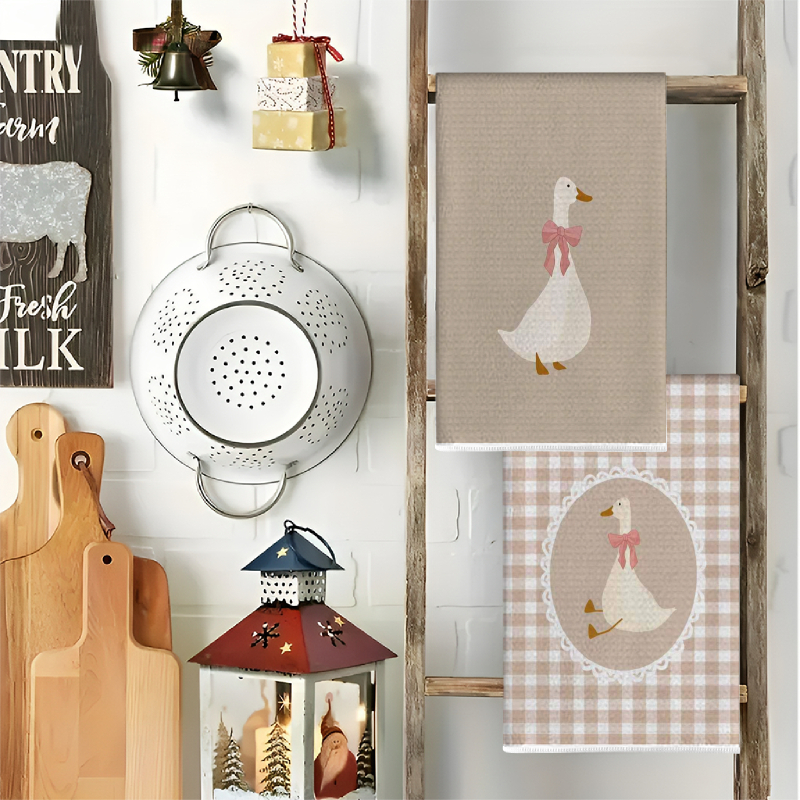 2Pcs, Cute Duck Kitchen Towels - مراجعة Home Cooking Is The Best وسعره