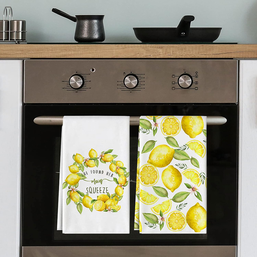 2Pcs, Lemon Wreath Kitchen Tow - مراجعة Home Cooking Is The Best وسعره
