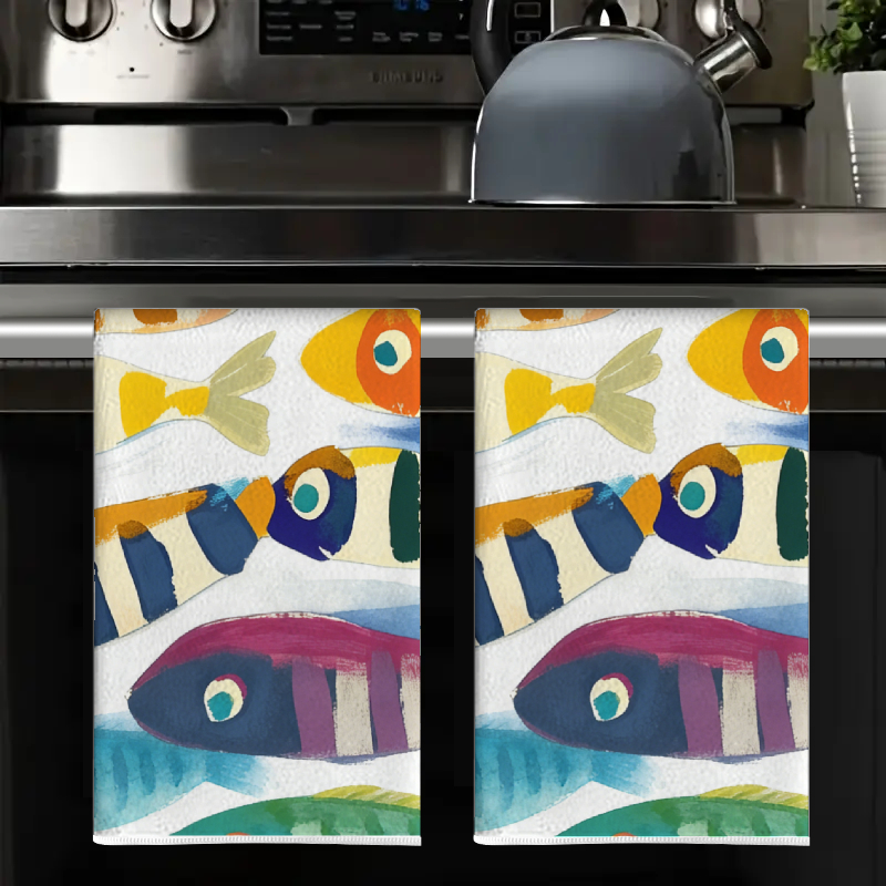 2Pcs, Watercolor Striped Fish  - مراجعة Home Cooking Is The Best وسعره