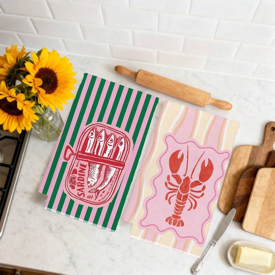 2Pcs, Pink and Green Striped S - مراجعة Home Cooking Is The Best وسعره