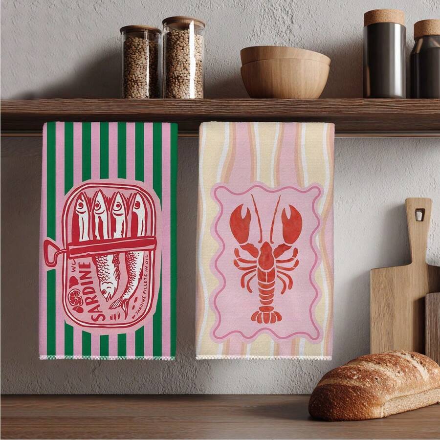 2Pcs, Pink and Green Striped S - مراجعة Home Cooking Is The Best وسعره