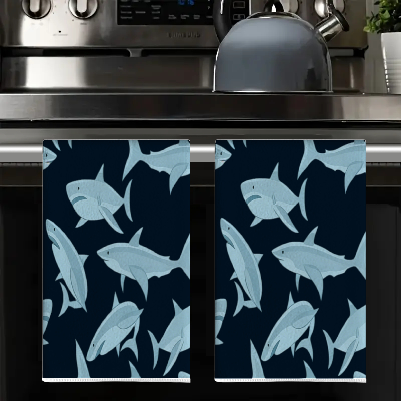 2Pcs, Deep Sea Blue Shark Patt - مراجعة Home Cooking Is The Best وسعره