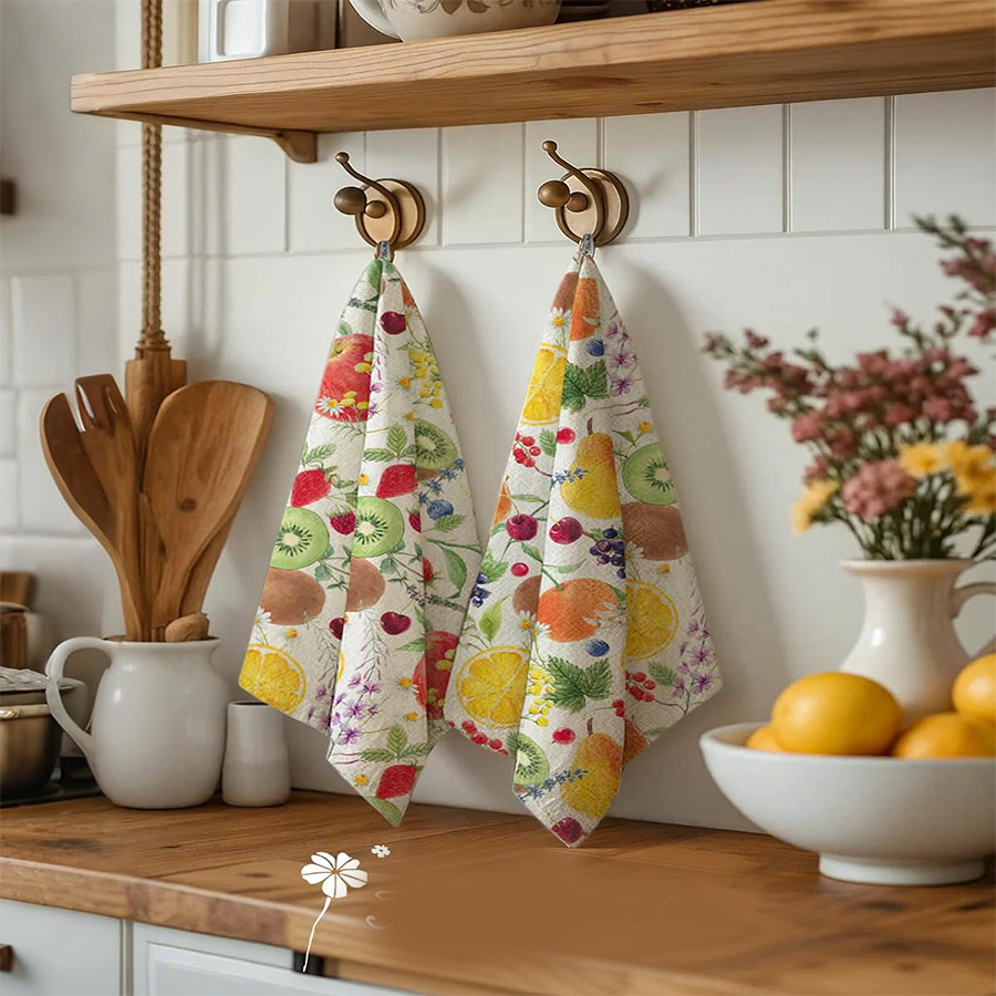 2Pcs, Fruit Party Kitchen Towe - مراجعة Home Cooking Is The Best وسعره