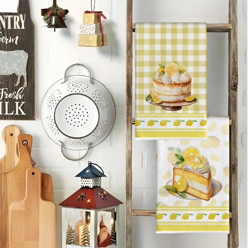 2Pcs, Yellow Kitchen Towels, 4 - مراجعة Home Cooking Is The Best وسعره