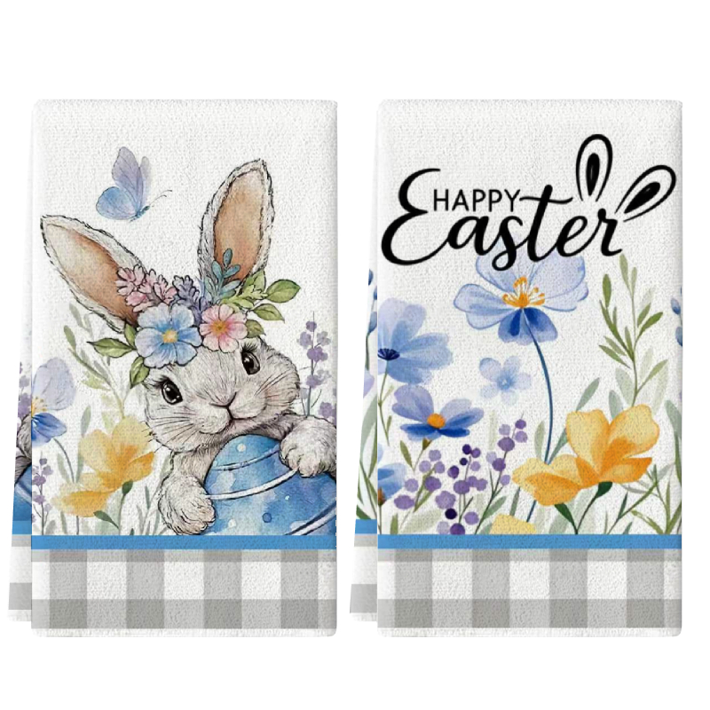 2Pcs, Easter Gray Checkered Ra - مراجعة Home Cooking Is The Best وسعره