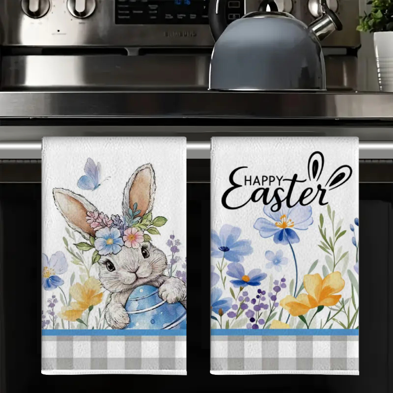 2Pcs, Easter Gray Checkered Ra - مراجعة Home Cooking Is The Best وسعره
