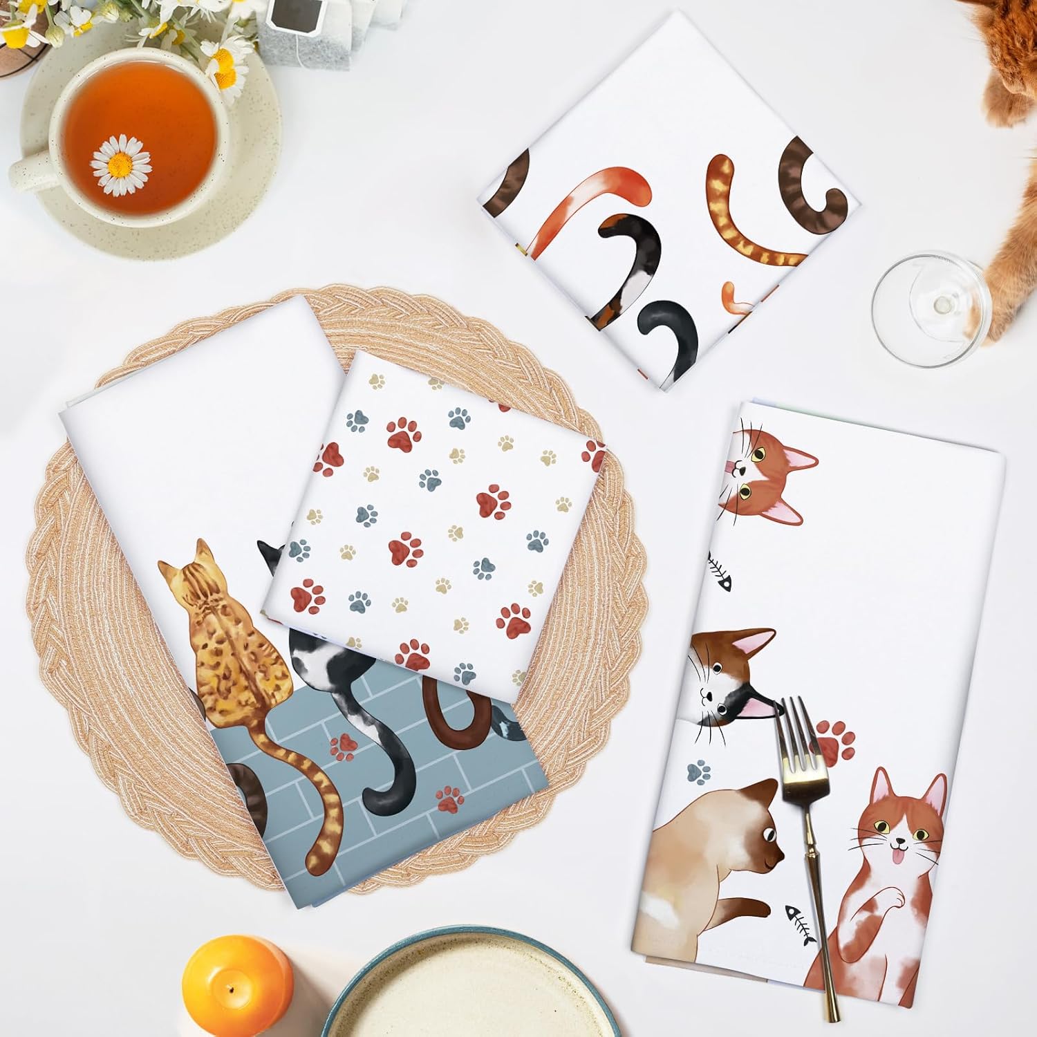 4Pcs, Cat Paw Print Tail Kitch - مراجعة Home Cooking Is The Best وسعره